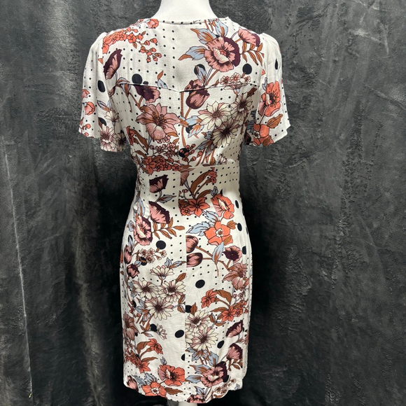 EUC Anthropologie Maeve Aubrey floral/polka dots cream, rose, and brown. Size 8 - Picture 3 of 11
